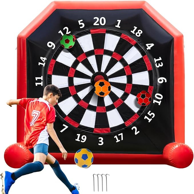 10FT Inflatable Giant Kick Darts Board, Outdoor Soccer Dart Board with 4 Balls, Giant Kick Darts ... | Amazon (US)