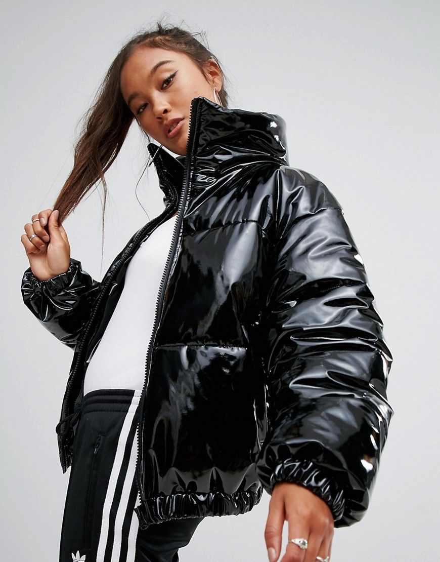 ASOS High Shine Patent Puffer Jacket - Black | ASOS US