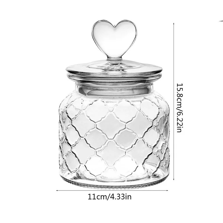 Valentine Candy Jar, Heart Jar, Heart Candy Jar, 6.25" Clear Glass Jar With Lid & Heart Shaped Kn... | Walmart (US)
