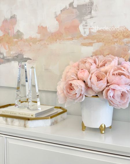 Faux pink peonies on major sale!

White and gold vase, Crystal obelisk, alabaster tray abstract art  spring decor 

#LTKhome #LTKsalealert #LTKunder50