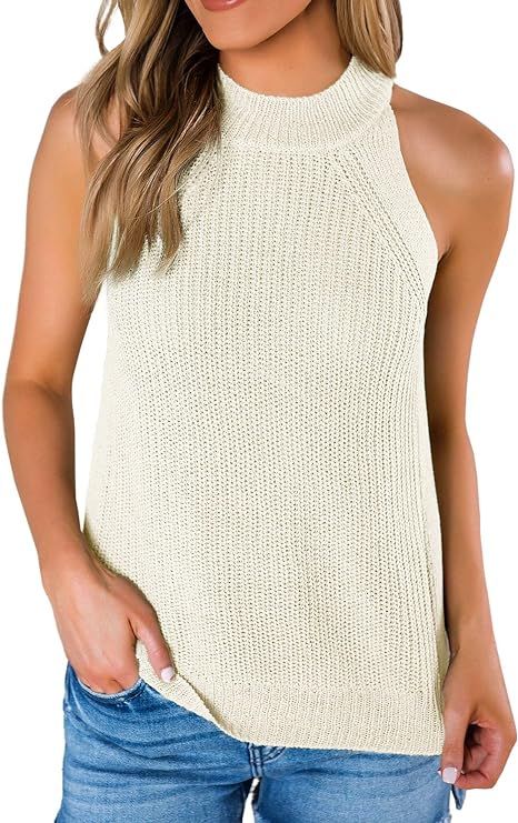 Imily Bela Womens Summer Halter Tank Tops Sleeveless Casual Racerback Loose Shirts Knit Cami Swea... | Amazon (US)