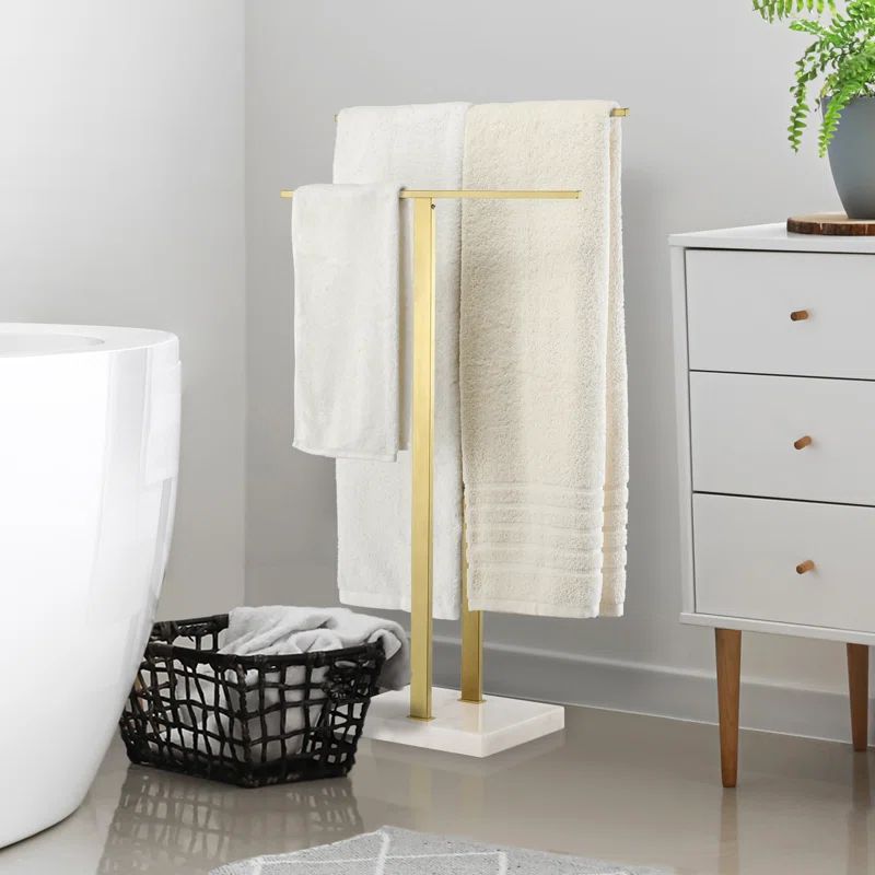 KES Freestanding Towel Rack 2-Tier Stand with Marble Base for Bathroom SUS 304 Stainless Steel | Wayfair North America