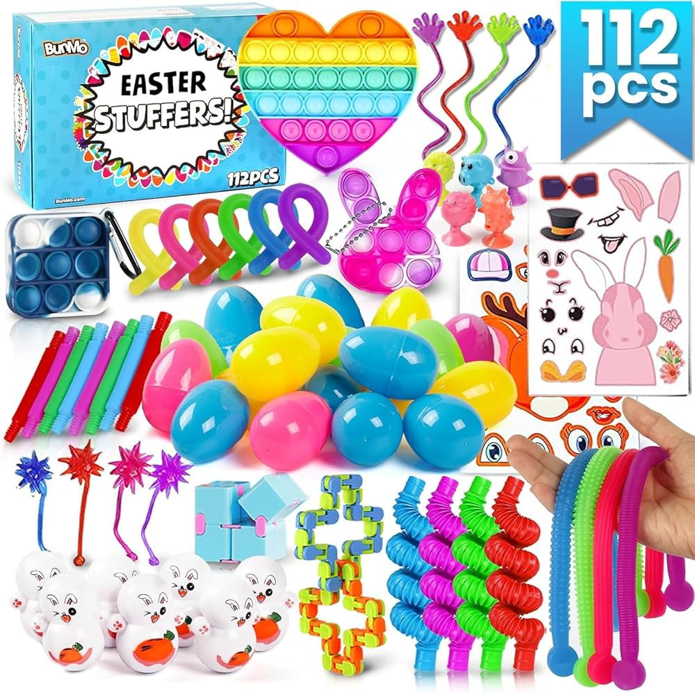 BUNMO Easter Egg Stuffers 112 pcs Fidget Toys Pack | Boys & Girls Fidget Figette Toys | Ages 3 4 ... | Amazon (US)