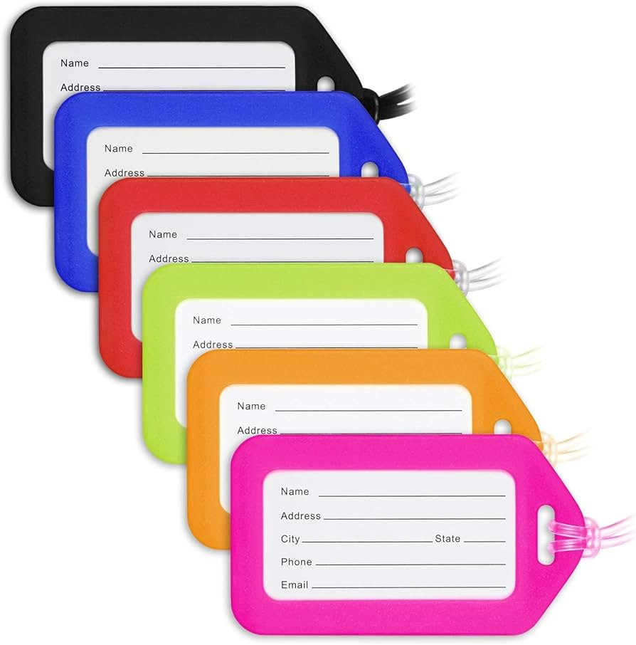 Mifflin-USA Luggage Tags (Assorted, 6 PK), Bag Tag for Baggage, Suitcase Tags Bulk | Amazon (US)
