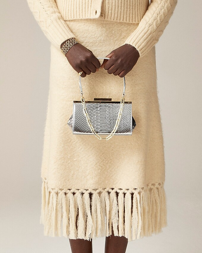 Structured three-in-one bag in metallic snake-embossed Italian leather | J. Crew US