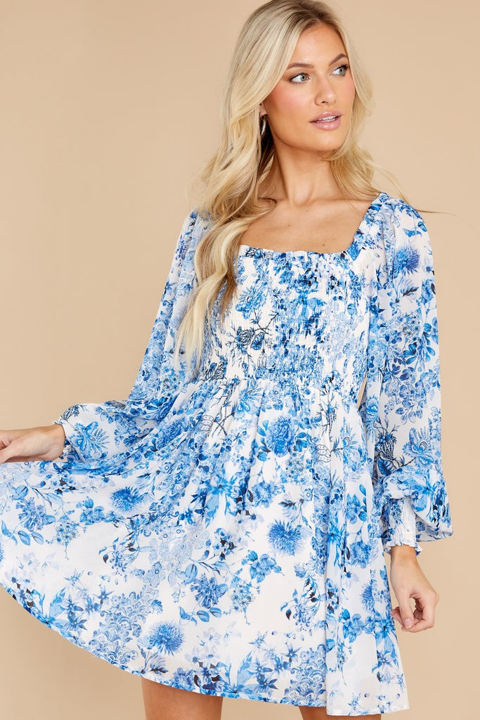 Fair Flower Blue Floral Print Dress | Red Dress 