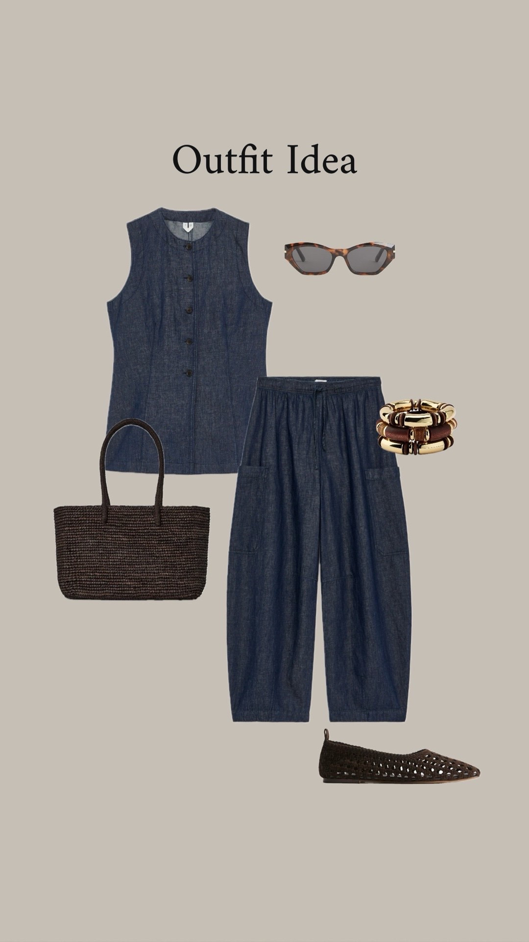 Light denim waistcoat & barrel leg trousers styling 

#LTKsummer #LTKAprilSpotlight #LTKspring