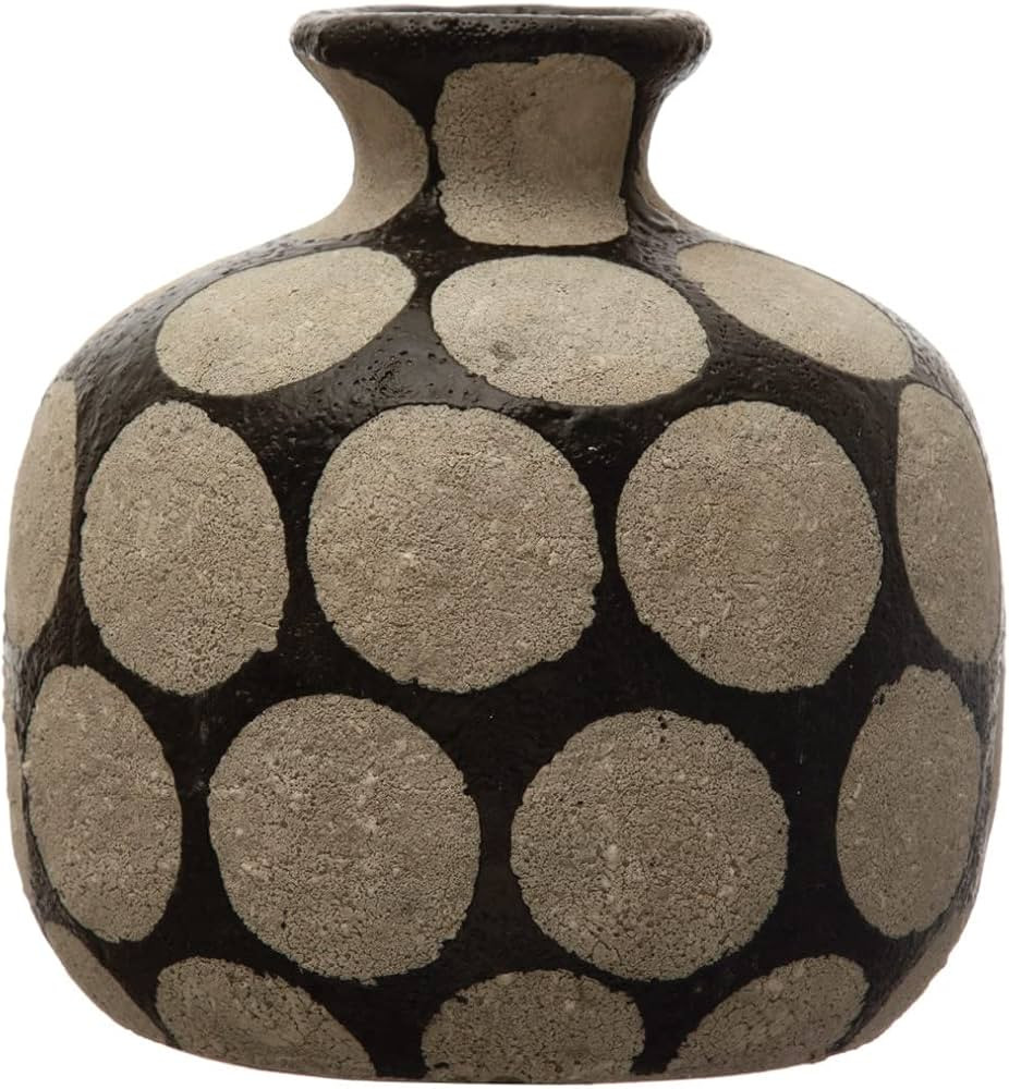 Creative Co-Op Terracotta Wax Relief Dots, Black and Natural Vase | Amazon (US)