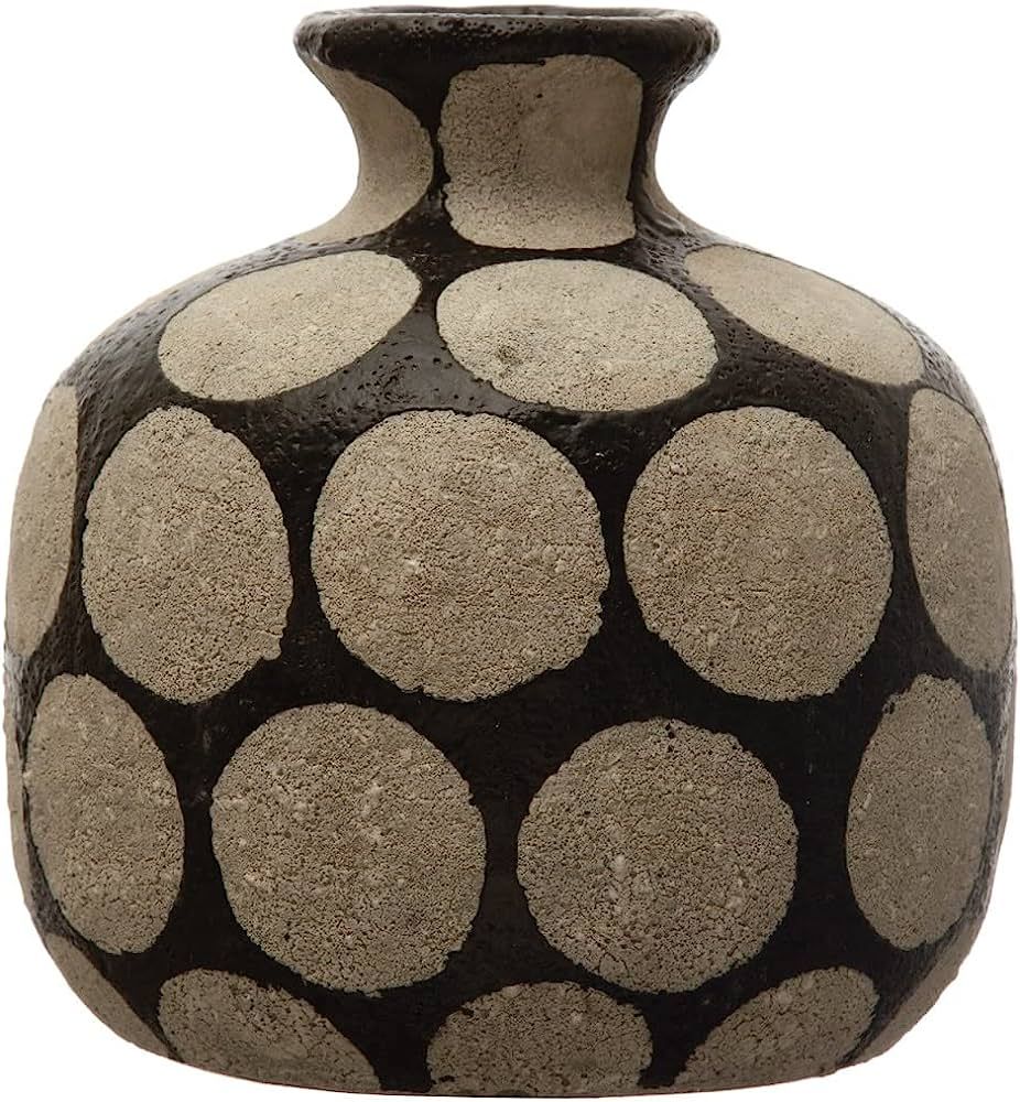 Creative Co-Op Terracotta Wax Relief Dots, Black and Natural Vase | Amazon (US)