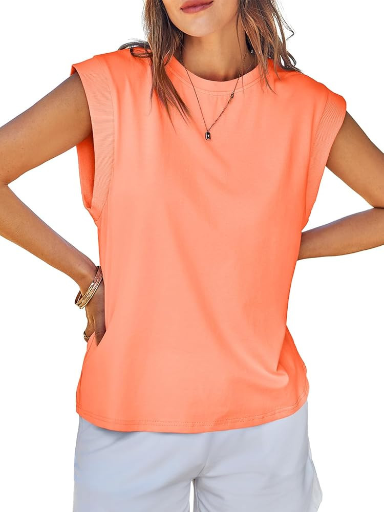Tankaneo Womens Cap Sleeve Tank Tops Cotton Summer Casual Loose Fit Basic Tee Shirts 2025 Fashion | Amazon (US)
