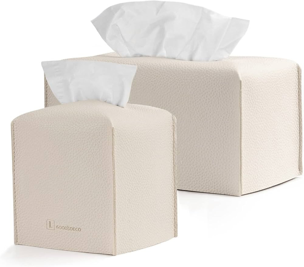 GOODSDECO Tissue Box Cover Holder - PU Leather Tissue Box Holder, Facial Tissue Holder Storage, C... | Amazon (US)