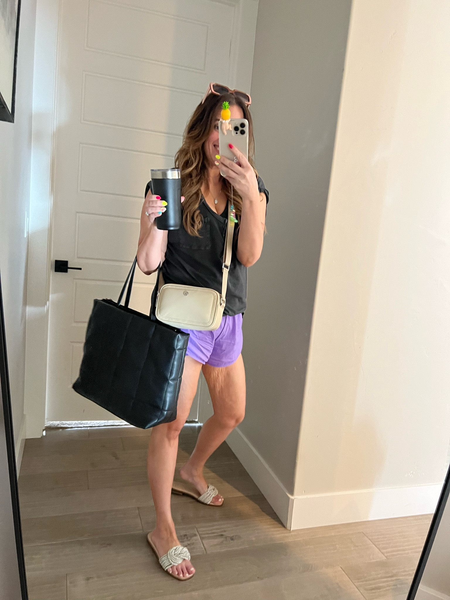 Busy mom outfit. I wore these cute active shorts from target with a loose oversized tee from Aerie and my new Lululemon crossbody bag! I loved it. I jumped on the trampoline for 2 hours with it on (because we were at a busy park) and it didn’t bother me at all  

#LTKstyletip #LTKFind #LTKunder50