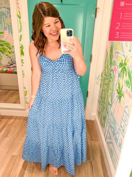 Lilly Pulitzer new arrival- gingham maxi dress - I’m wearing a size 4! 

#LTKFind #LTKSeasonal