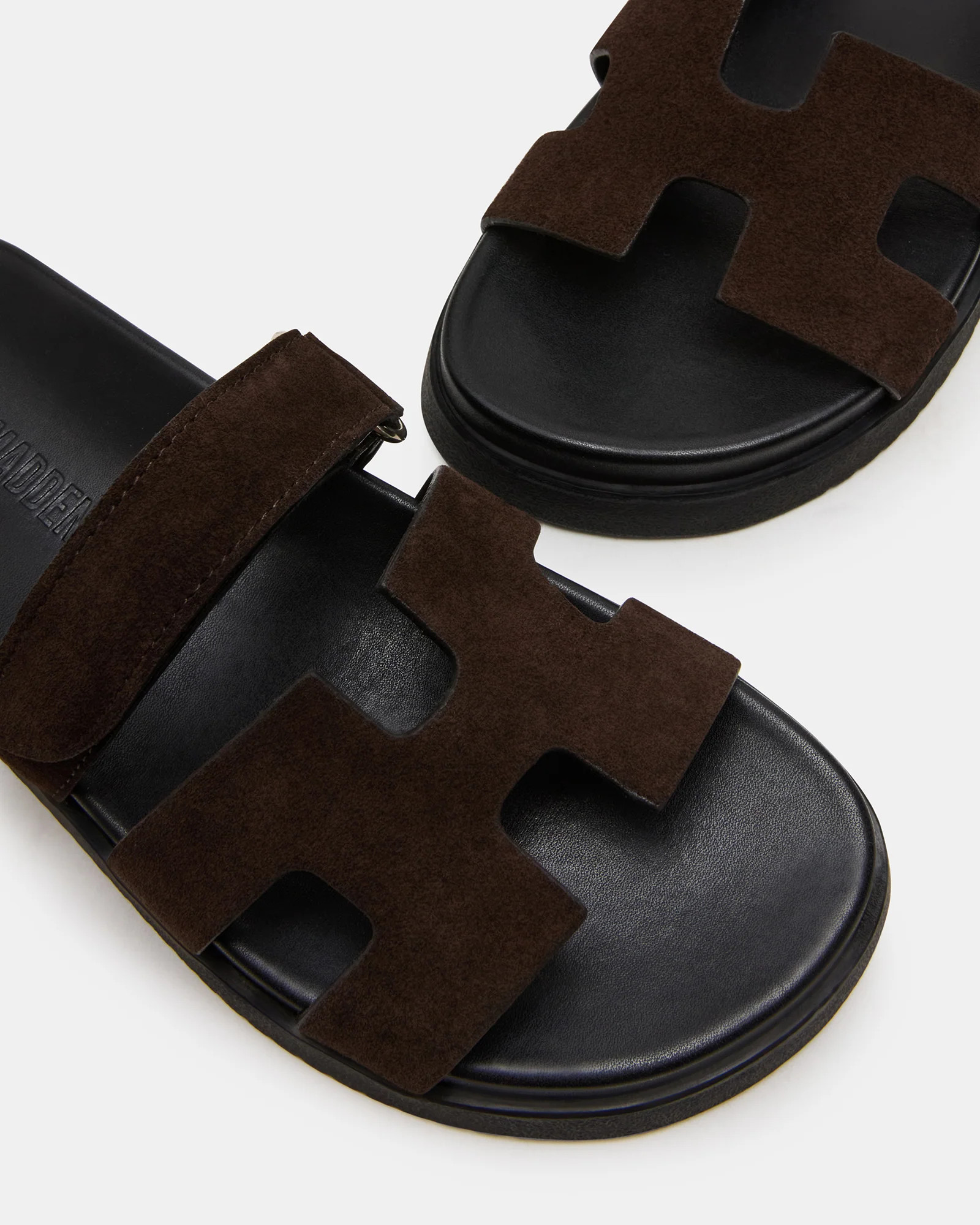 MAYVEN Chocolate Brown Suede Flatform Slide Women's Sandal | Steve Madden (US)