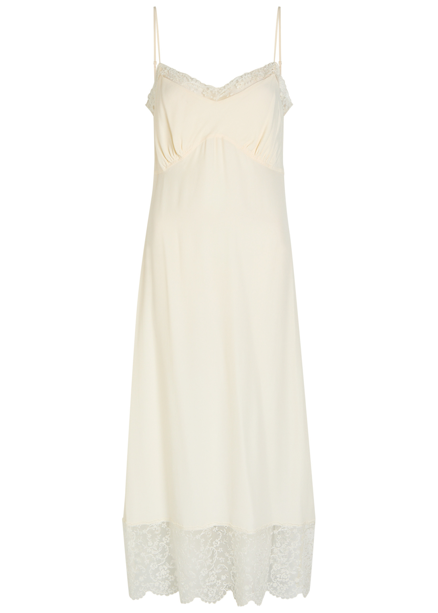 Lace-trimmed crepe-de-chine midi dress | Harvey Nichols