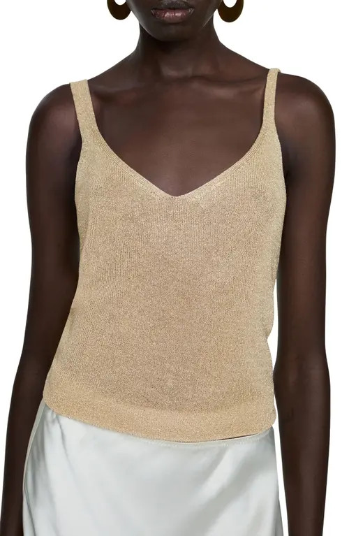 MANGO Kling Knit Tank in Gold at Nordstrom, Size X-Small | Nordstrom