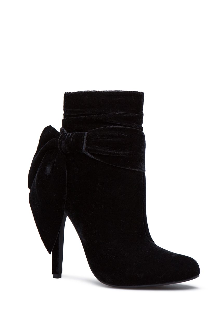 Shoedazzle Booties Karina Bow Accent Bootie Womens Black Size Standard Width | ShoeDazzle