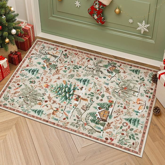 Lahome Christmas 2x3 Entryway Rug, Non Slip Soft Small Kitchen Rug, Christmas Indoor Door Mat for... | Amazon (US)