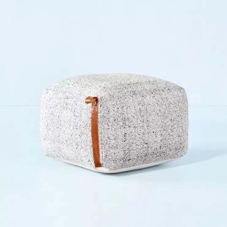 Hand-Woven Pouf Ottoman with Leather Trim - Hearth & Hand™ with Magnolia | Target