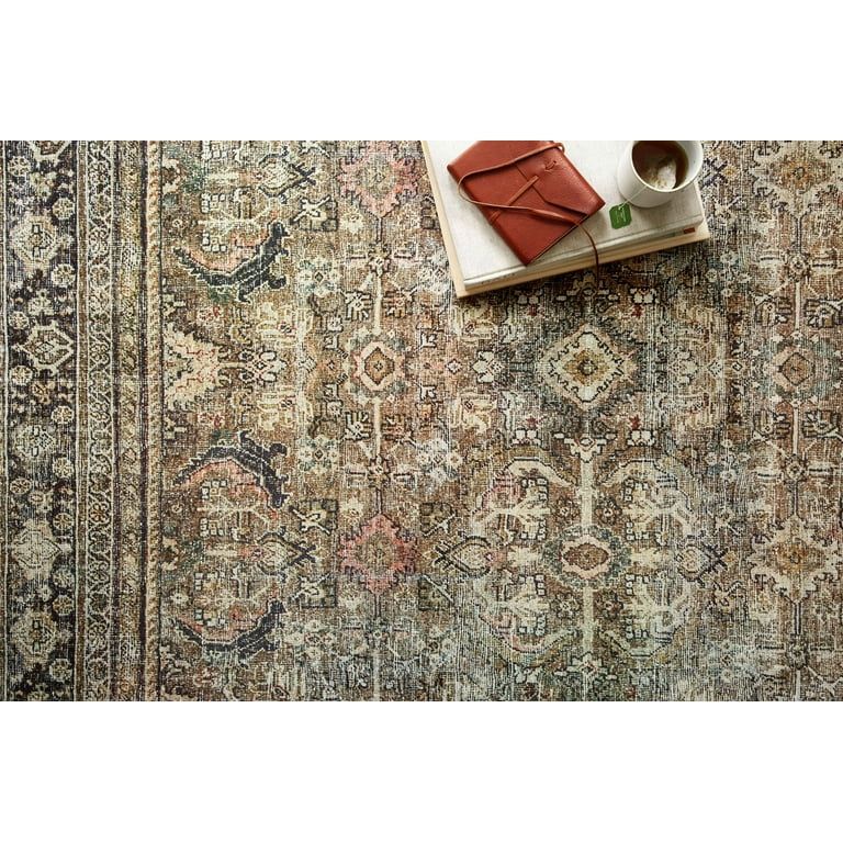 Loloi II Layla Printed Oriental Distressed Olive / Charcoal 2'-6" x 7'-6" Runner Rug | Walmart (US)