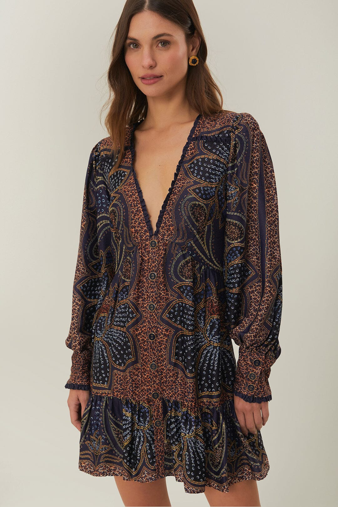 Blue Floral Glam LENZING™ ECOVERO™ Mini Dress | FarmRio (US)