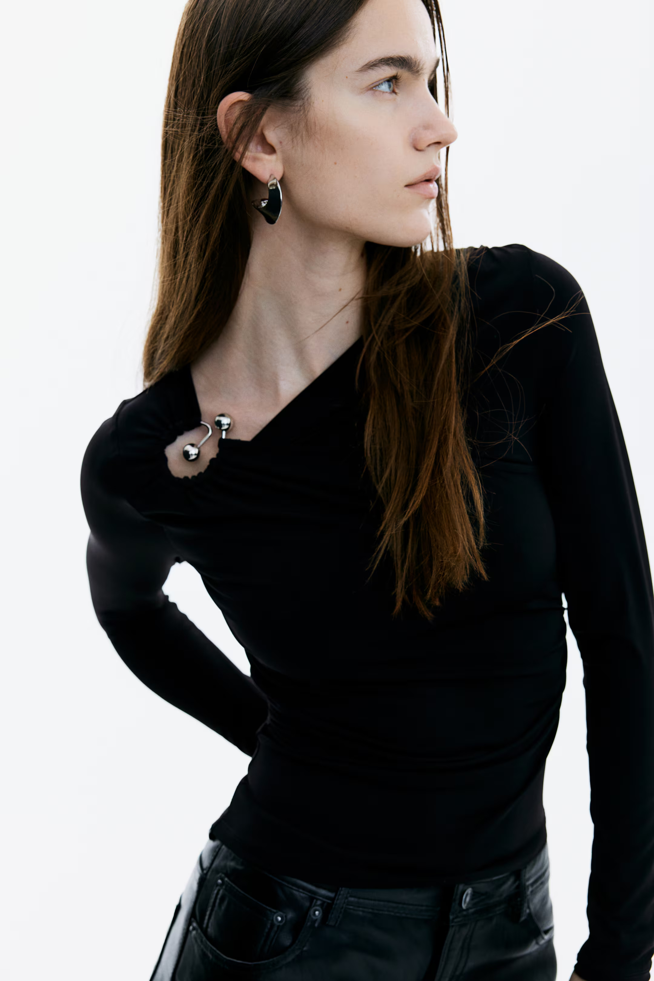 Draped-detail jersey top | H&M (UK, MY, IN, SG, PH, TW, HK)