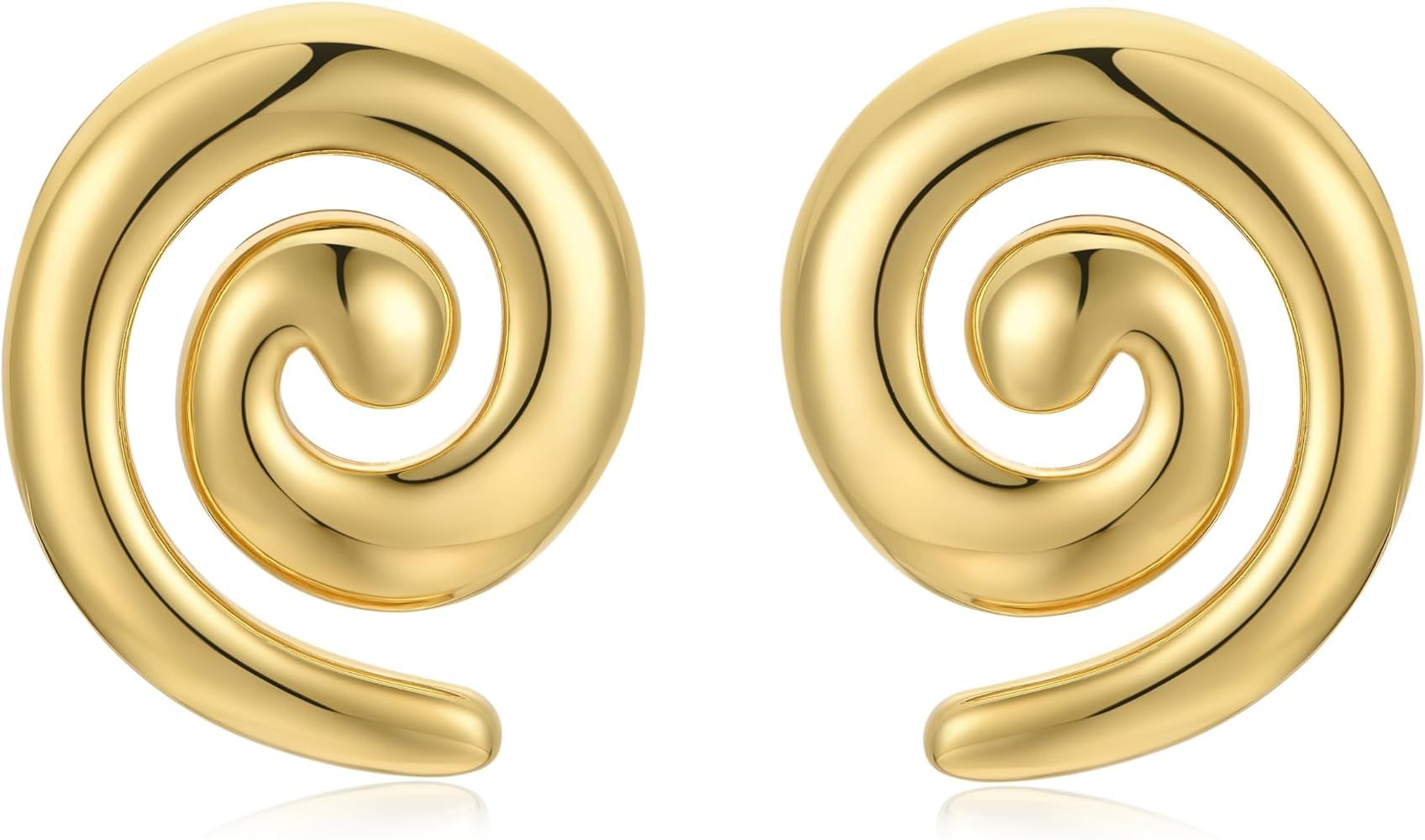 Chunky Gold Earrings for Women Statement Earrings Vintage Large Gold Geometric Studs Earrings Tre... | Amazon (US)
