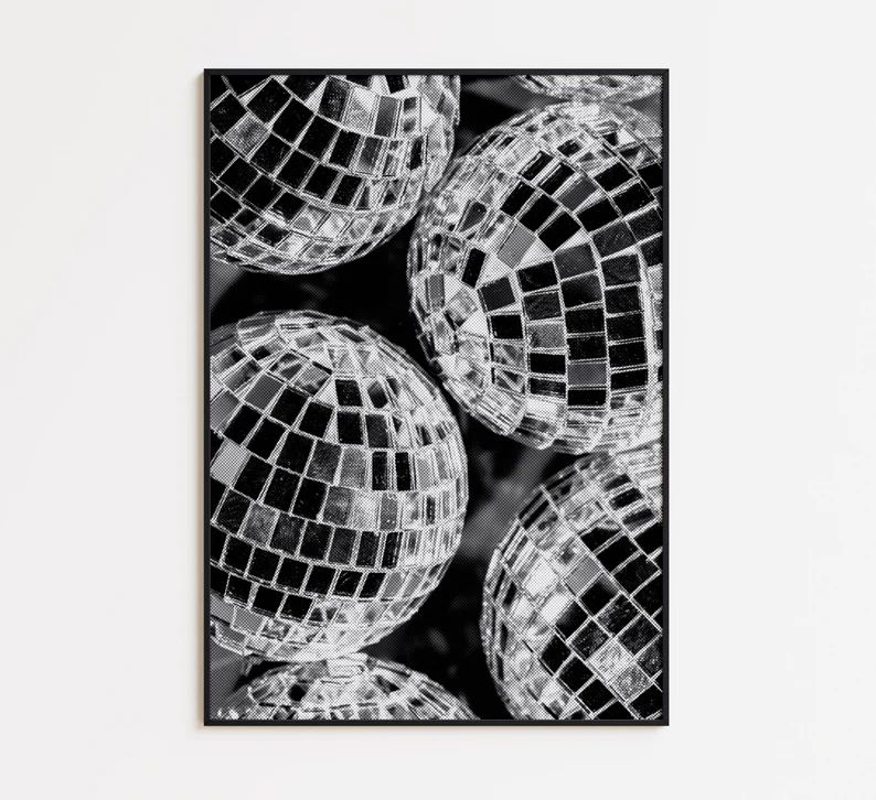 Disco Balls | Retro | Disco Print | Music Poster | Wall Art | A5 A4 A3 | Bold | Typographic | Gal... | Etsy (US)