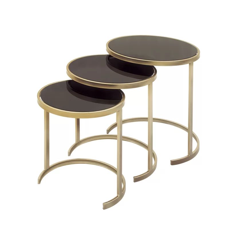 Oakengates Glass Top Sled Nesting Tables | Wayfair North America