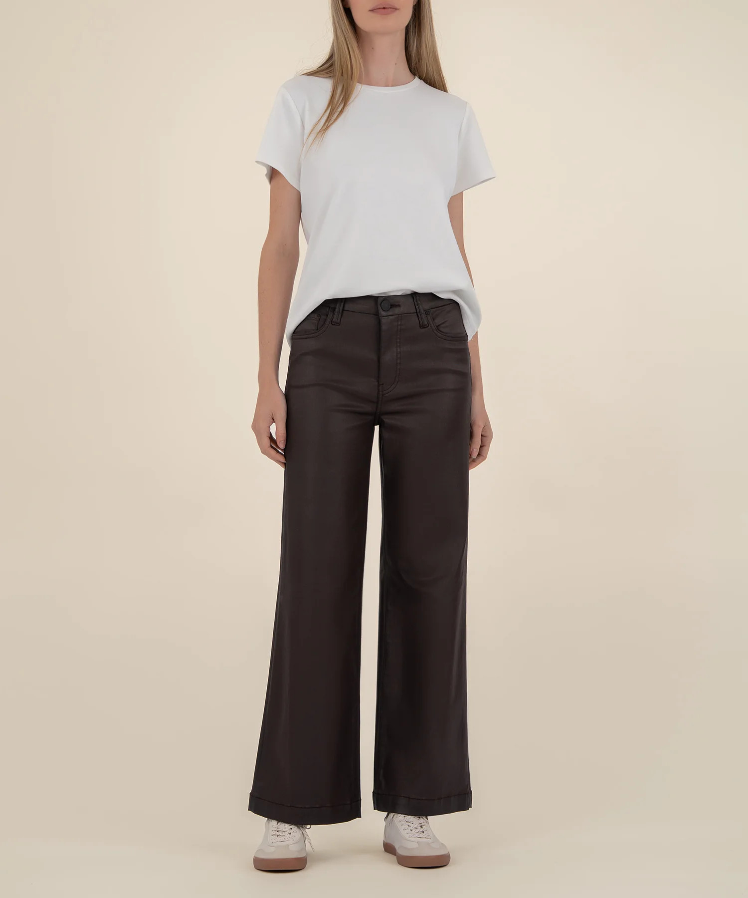 Meg Coated High Rise Wide Leg - 10 / Chocolate - Kut from the Kloth | Kut From Kloth