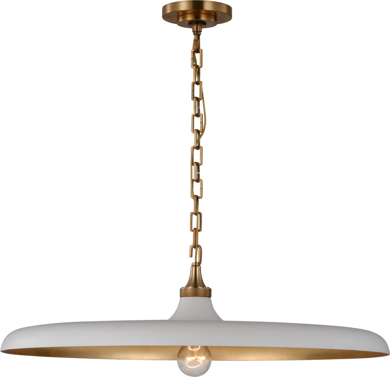 Piatto Large Pendant in Hand-Rubbed Antique Brass with Plaster White ShadeVisual Comfort | Visual Comfort