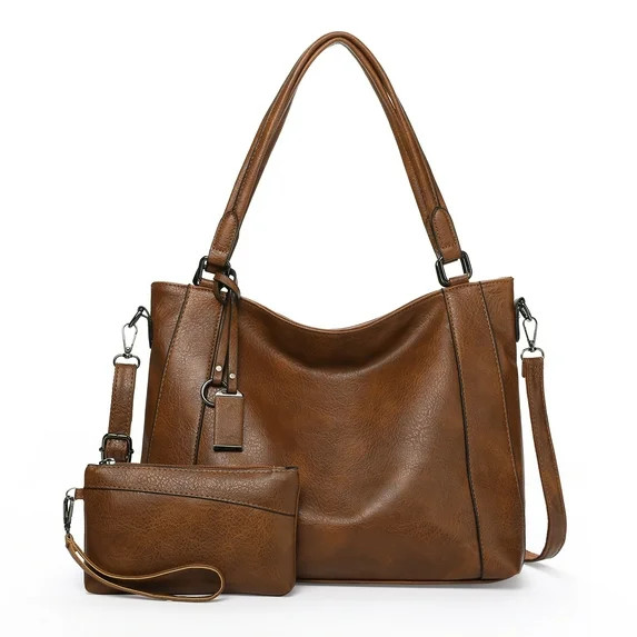Sendefn Women Tote Bag Handbags Leather Hobo Shoulder Bags Top Handle Satchel Purse Set 2pcs | Walmart (US)