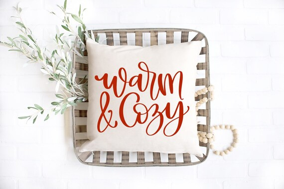 Red Warm & Cozy Pillow Cover, Winter Pillow, Cozy Pillow Cover, Farmhouse Pillow, Housewarming Gi... | Etsy (US)