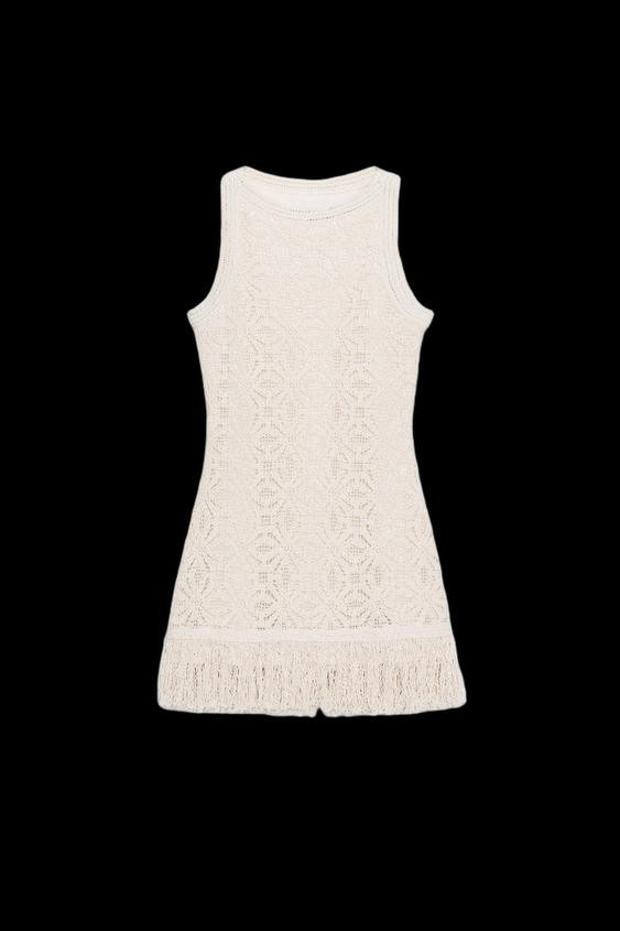 STUDDED FRINGED FAUX SUEDE DRESS | Zara US