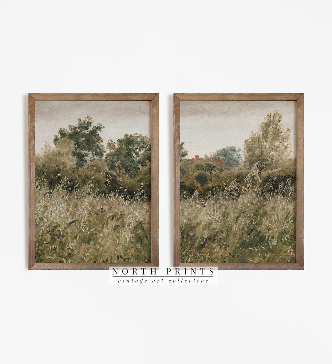 Vintage Landscape Print SET of Two | Antique Field Paintings | Split Panel Digital PRINTABLE | S2... | Etsy (US)