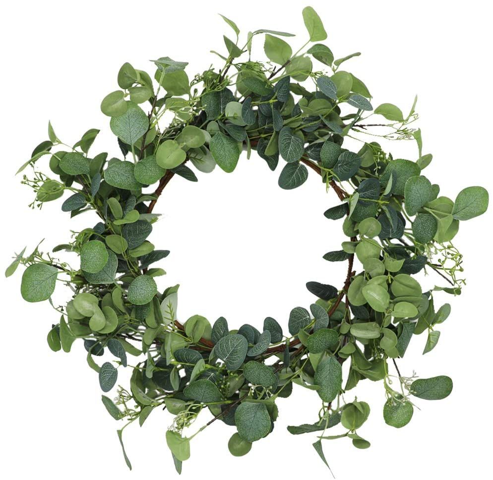 Spring Wreaths, 18" Artificial Door Wreath with Eucalyptus Leaves and Little Berry Garland for Fr... | Walmart (US)