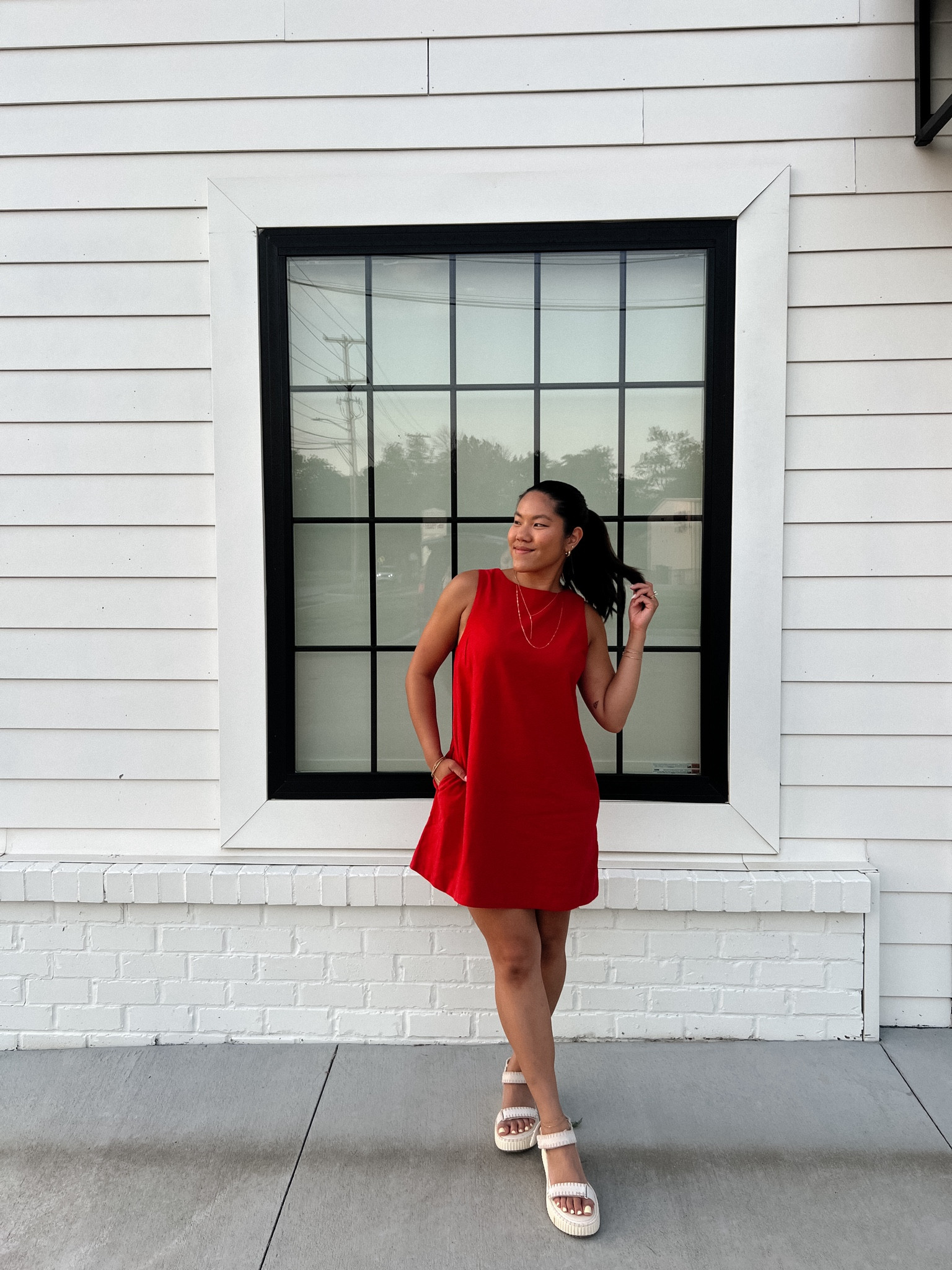 Linen boxy mini dress