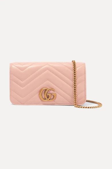 Gucci - Gg Marmont Mini Quilted Leather Shoulder Bag - Baby pink | NET-A-PORTER (US)
