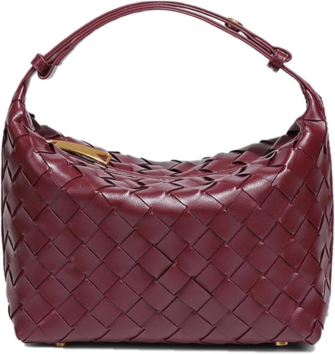Vegan Leather Woven Hobo Bag – Mini Tote Purse, Braided Underarm Handbag for Women | Amazon (US)