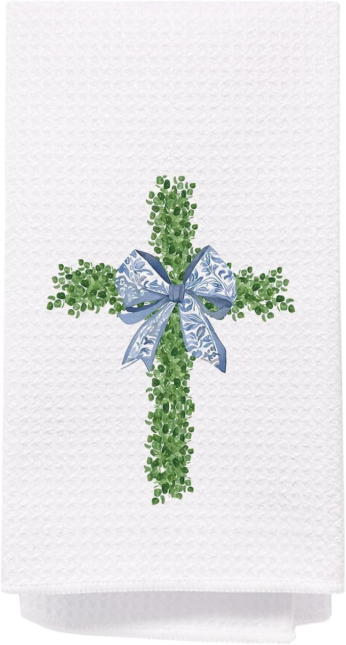 SPBL&L Grandmillennial Home Decor,Chinoiserie Christian Kitchen Towels, Preppy Blue Bow Hand Dish... | Amazon (US)