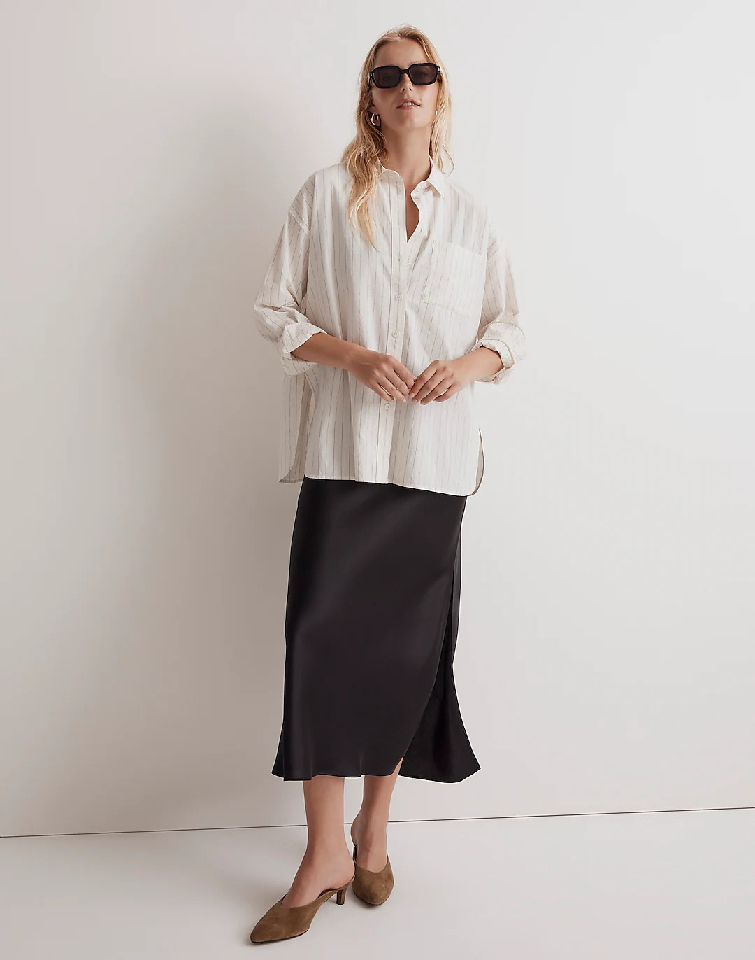 The Signature Poplin Oversized Shirt in Stripe | Madewell