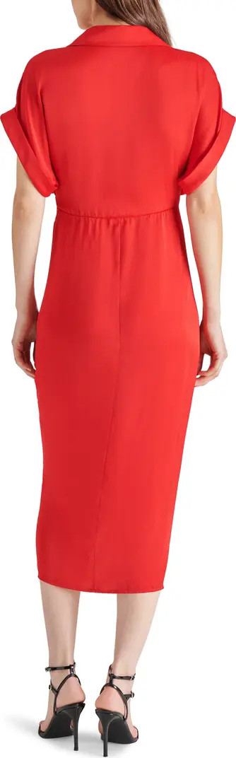 Tori Tie Waist Satin Midi Shirtdress | Nordstrom