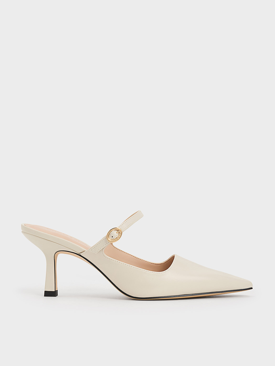 Buckle-Strap Heeled Mules - Black | Charles & Keith US