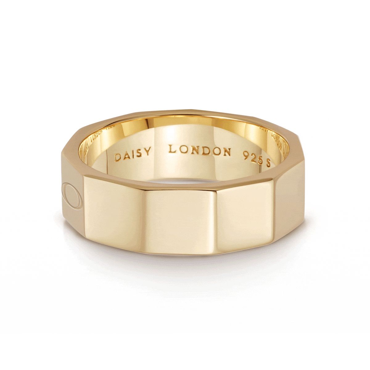 Engravable Geometric Band Ring 18ct Gold Plate | Daisy London Jewellery