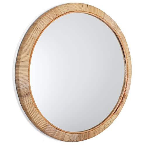 Rutledge & King Round Rattan Mirror - Boho Decorative Wall Mirror - 30" Dia. | Amazon (US)