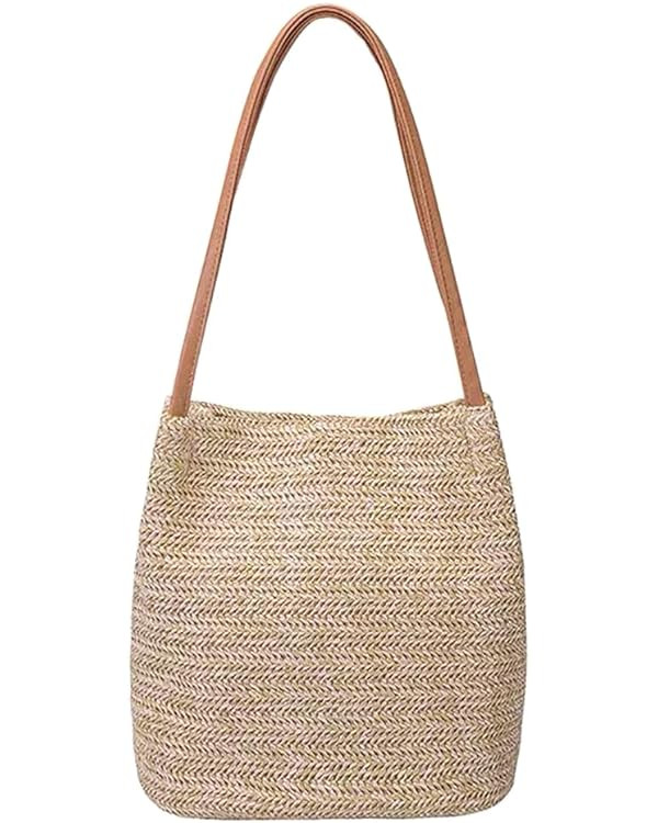 Aphoraeny Straw Beach Bag Buckets Totes Handbag Shoulder Bag Tote Bag Women Summer Handbag | Amazon (US)
