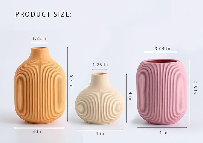 Ceramic Vase for Decor,Small Boho Vases Set for Home Decor,Modern Minimalist Farmhouse Decor,Deco... | Amazon (US)