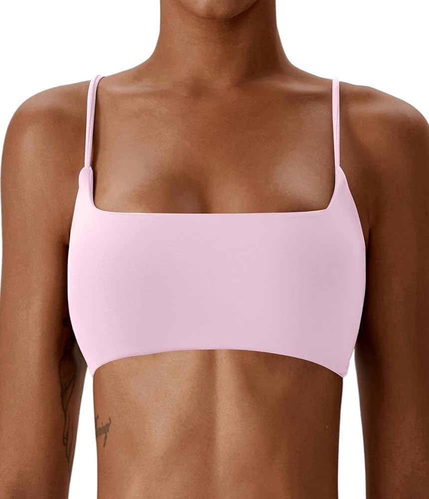 Comper Women's Sports Bras Wirefree Racerback Workout Bras Sexy Thin Straps Yoga Sport Bras with ... | Amazon (US)