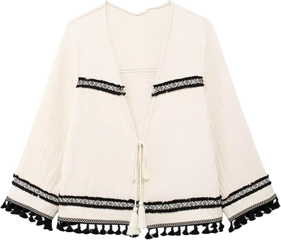 Women Casual Vintage Chic Loose Jackets Party Long Sleeve V Neck Open Stitch Loose Coats Elegant ... | Amazon (US)