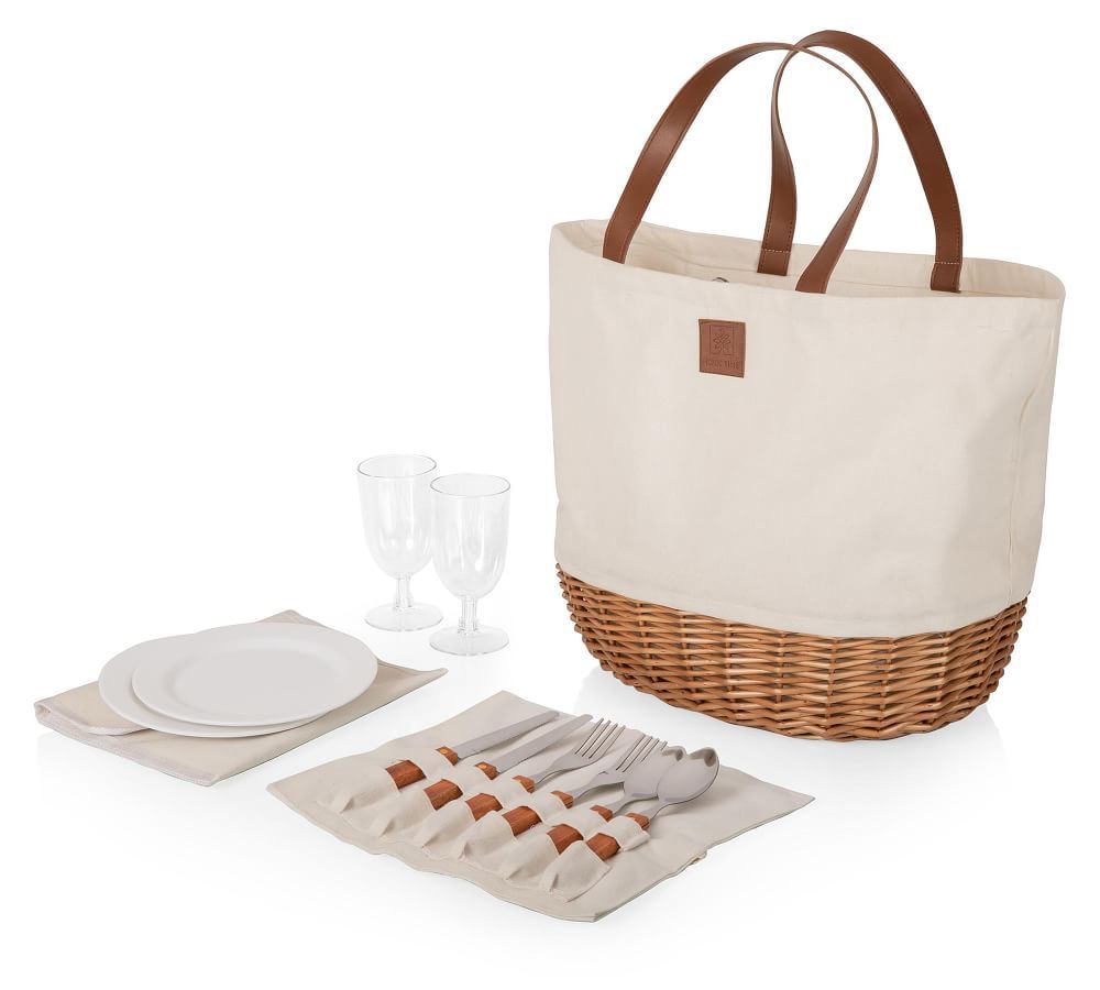 Canvas Picnic Tote, Set for 2 - Beige | Pottery Barn (US)